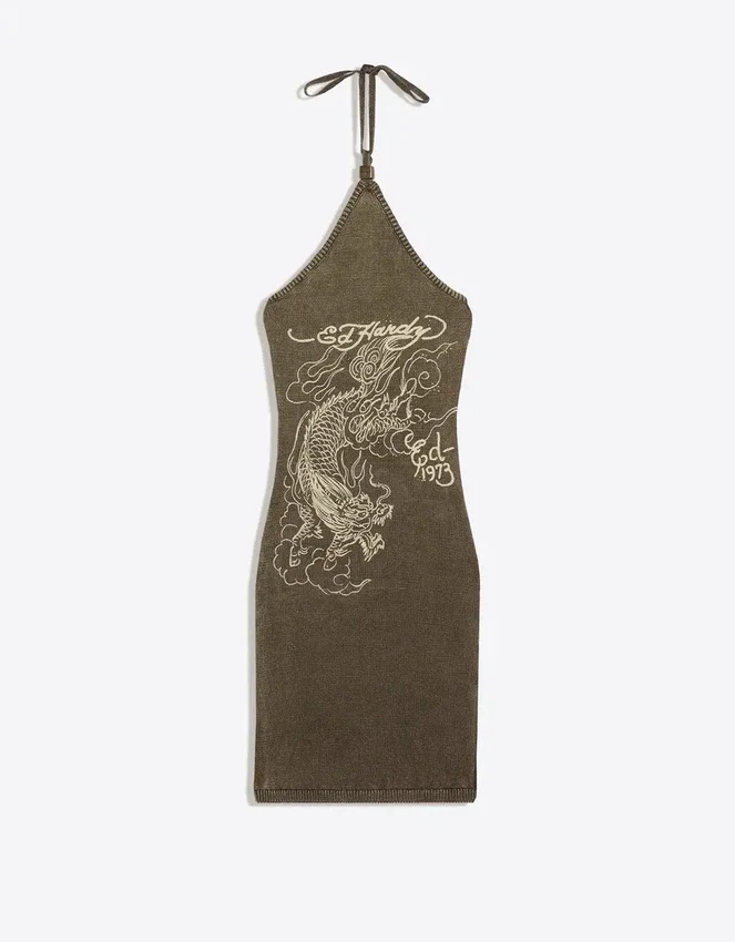 Ed Hardy X Bershka Neckholder-Minikleid Ed Hardy X Bershka Neckholder-Minikleid