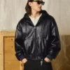 Faux Leather-Jacke mit Kapuze – Jacken