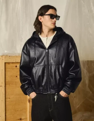 Faux Leather-Jacke mit Kapuze – Jacken Faux Leather-Jacke mit Kapuze – Jacken