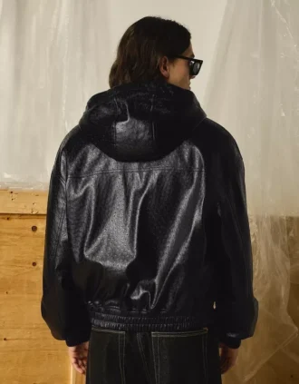 Faux Leather-Jacke mit Kapuze – Jacken Faux Leather-Jacke mit Kapuze – Jacken