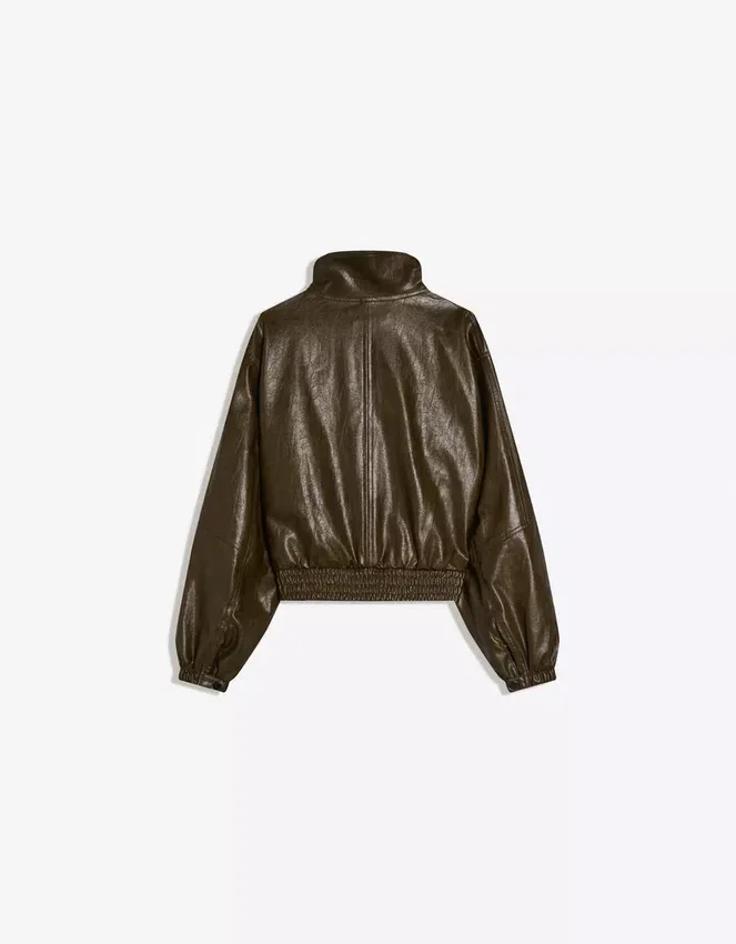 Faux Leather-Jacke mit Revers – Jacken und Trenchcoats Faux Leather-Jacke mit Revers – Jacken und Trenchcoats