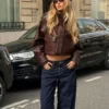 Faux Leather-Jacke mit Stehkragen