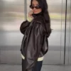 Faux Leather-Plisseejacke – Jacken und Trenchcoats