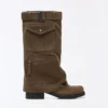 Flache Stiefel mit Hosentaschen Flache Stiefel mit Hosentaschen