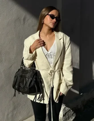 Fließender Blazer mit Kordelzug – Jacken und Trenchcoats
