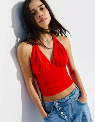 Gerafftes Neckholder-Top – Oberteile