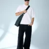 Geripptes Plüsch-T-Shirt mit kurzen Shorts – T-Shirts und Poloshirts Geripptes Plüsch-T-Shirt mit kurzen Shorts – T-Shirts und Poloshirts