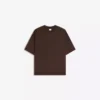 Geripptes Plüsch-T-Shirt mit kurzen Ärmeln Geripptes Plüsch-T-Shirt mit kurzen Ärmeln