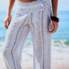 Gestreifte Hose aus Leinenmischung