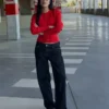 Gestreifte Jacke mit Rundhalsausschnitt und Knopfleiste Gestreifte Jacke mit Rundhalsausschnitt und Knopfleiste