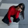 Gestreifte Jacke mit Rundhalsausschnitt und Knopfleiste Gestreifte Jacke mit Rundhalsausschnitt und Knopfleiste