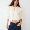 Gestreifte Jacke mit Rundhalsausschnitt und Knöpfen – Pullover und Strickjacken Gestreifte Jacke mit Rundhalsausschnitt und Knöpfen – Pullover und Strickjacken