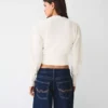 Gestreifte Jacke mit Rundhalsausschnitt und Knöpfen – Pullover und Strickjacken Gestreifte Jacke mit Rundhalsausschnitt und Knöpfen – Pullover und Strickjacken