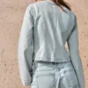 Gestreifte Peplum-Denim-Jacke – Jacken und Trenchcoats Gestreifte Peplum-Denim-Jacke – Jacken und Trenchcoats
