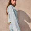 Gestreifte Peplum-Denim-Jacke – Jacken und Trenchcoats Gestreifte Peplum-Denim-Jacke – Jacken und Trenchcoats