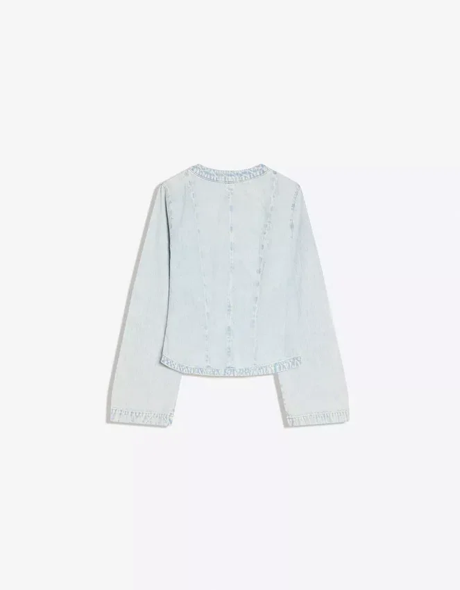 Gestreifte Peplum-Denim-Jacke – Jacken und Trenchcoats Gestreifte Peplum-Denim-Jacke – Jacken und Trenchcoats