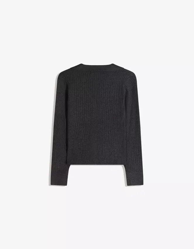 Gestreifter Cardigan mit Polokragen – Pullover und Strickjacken Gestreifter Cardigan mit Polokragen – Pullover und Strickjacken