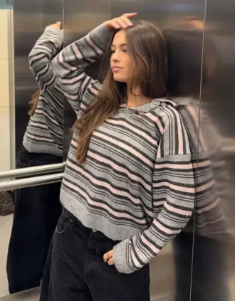 Gestreifter Pullover mit Polokragen