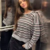 Gestreifter Pullover mit Polokragen Gestreifter Pullover mit Polokragen
