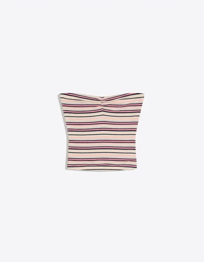 Gestreiftes Bandeau-Top mit Metallic-Faden Gestreiftes Bandeau-Top mit Metallic-Faden