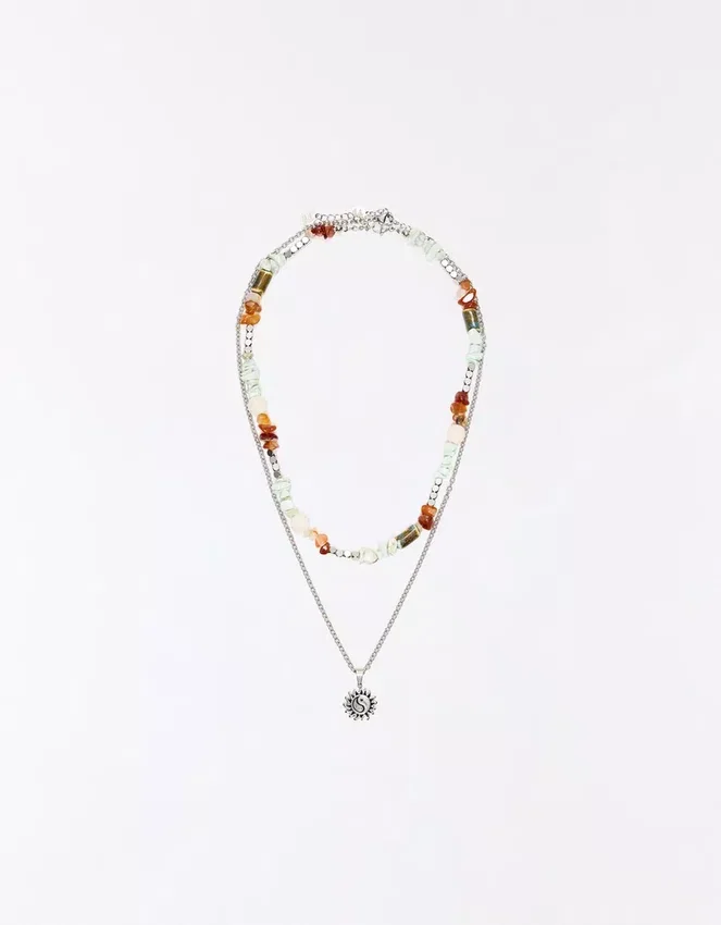 Halskette aus Edelstahl und Stein – Accessoires Halskette aus Edelstahl und Stein – Accessoires