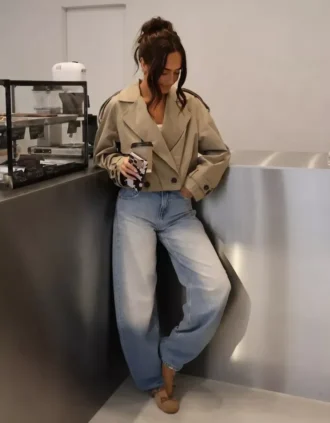 High-Waist-Jeans mit geradem Bein