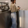High-Waist-Jeans mit geradem Bein High-Waist-Jeans mit geradem Bein