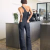 High-Waist-Jeans mit Straight-Bein-Design und Polka-Dots