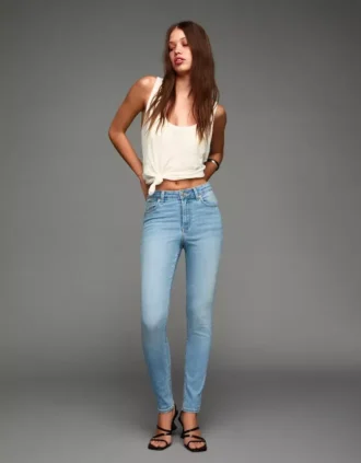 Hoch geschnittene Soft-Skinny-Jeans – Hose