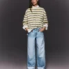 Hoch taillierte, Straight geschnittene Jeans mit Wide Leg und umgeschlagenem Saum – Hose Hoch taillierte, Straight geschnittene Jeans mit Wide Leg und umgeschlagenem Saum – Hose
