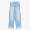 Hoch taillierte, Straight geschnittene Jeans mit Wide Leg und umgeschlagenem Saum – Hose