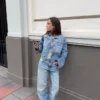 Jeans mit hoher Taille, Straight-Schnitt und Wide Leg-Bein