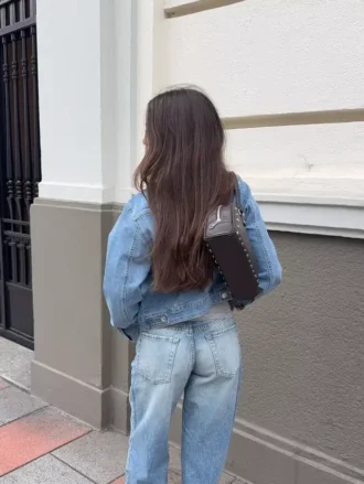 Jeans mit hoher Taille, Straight-Schnitt und Wide Leg-Bein