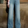 Jeans mit hoher Taille, Straight-Schnitt und Wide Leg – Hose