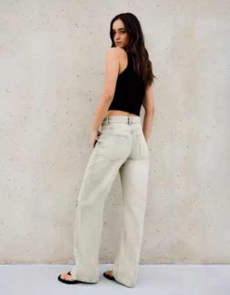 Jeans mit hoher Taille, Straight-Schnitt und Wide Leg – Hose