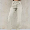 Jeans mit hoher Taille, Straight-Schnitt und Wide Leg – Hose