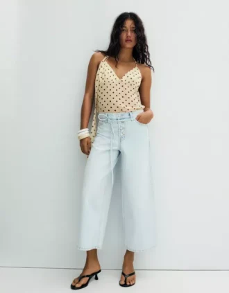 Jeans mit hoher Taille und Wide Leg-Bein