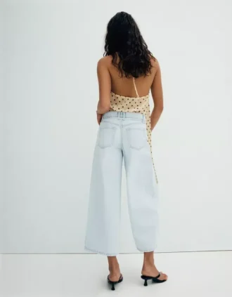 Jeans mit hoher Taille und Wide Leg-Bein