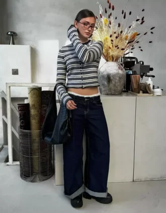 Jeans mit niedriger Leibhöhe und Wide Leg-Bein