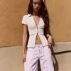Kurzarm-Shirt mit Reißverschluss – Damen