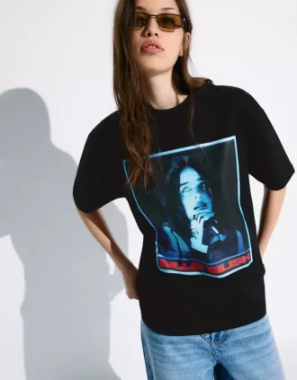 Kurzarm-T-Shirt mit Billie-Eilish-Print