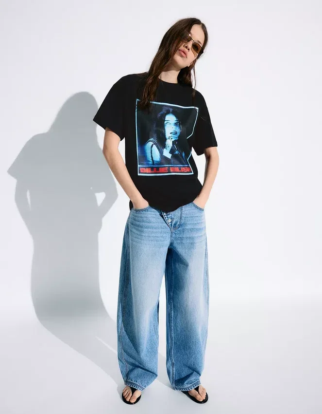 Kurzarm-T-Shirt mit Billie-Eilish-Print Kurzarm-T-Shirt mit Billie-Eilish-Print