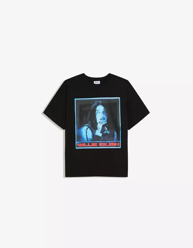 Kurzarm-T-Shirt mit Billie-Eilish-Print Kurzarm-T-Shirt mit Billie-Eilish-Print