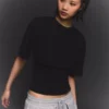 Kurzarm-T-Shirt mit Korsett-Taille Kurzarm-T-Shirt mit Korsett-Taille