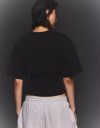 Kurzarm-T-Shirt mit Korsett-Taille