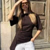 Kurzarm-T-Shirt mit Raffung – #Bershkastyle – Damen