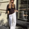 Kurzarm-T-Shirt mit Raffung – #Bershkastyle – Damen