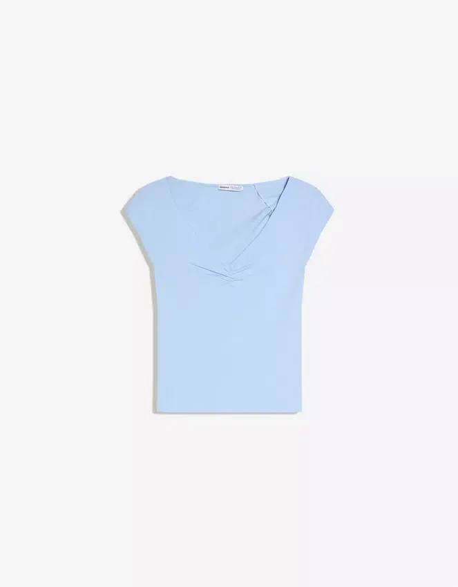 Kurzarm-T-Shirt mit Raffung – Damen Kurzarm-T-Shirt mit Raffung – Damen