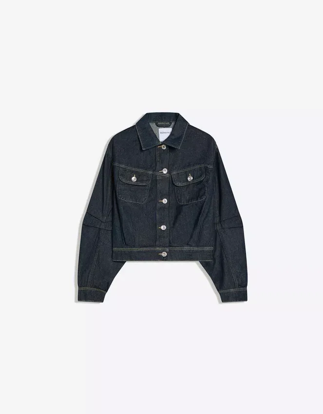 Kurzer Ballon-Denim-Jacke – Jacken und Trenchcoats Kurzer Ballon-Denim-Jacke – Jacken und Trenchcoats