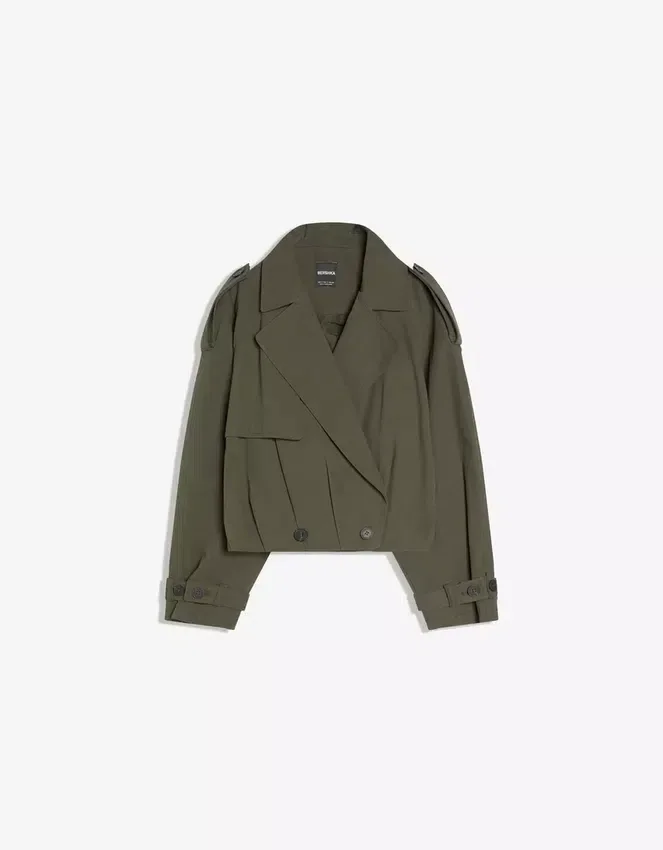 Kurzer Trenchcoat mit Ballon-Effekt – Jacken und Mäntel Kurzer Trenchcoat mit Ballon-Effekt – Jacken und Mäntel